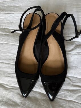 Black Pointed Toe Slingback heels